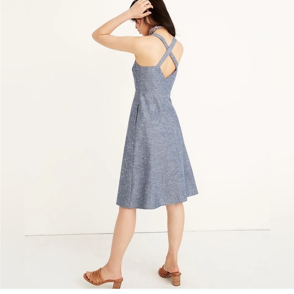 Madewell Chambray Tank Button Front Midi Dress, Size 8 - Picture 4 of 10